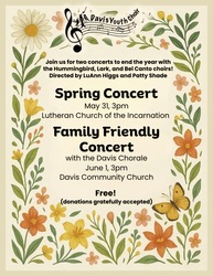Davis Youth Choir Concert - Saturday, May 31, 3:00 - Lutheran Church of the Incarnation