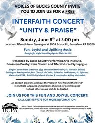 FREE INTERFAITH CONCERT! - Sunday June 8th at 3:00 pm