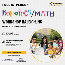 Free In-Person Robotics/Math Workshop for Kids at  Raleigh, NC(7-14)