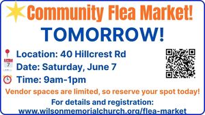 COMMUNITY FLEA MARKET - JUNE 7th - WATCHUNG