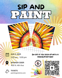 Partner Sunflower Paint and Sip at Bawker Cider