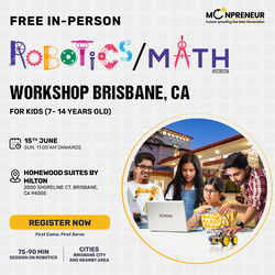 Free In-Person Robotics/Math Workshop for Kids at Brisbane, CA  (7-14)