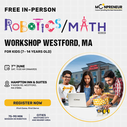 In-person Free Robotics Workshop For Kids at Westford, MA (7-14yrs)