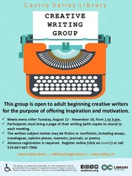 CREATIVE WRITING WORKSHOP at the Castro Valley Library
