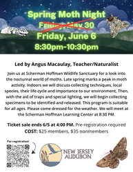 NJ Audubon: Spring Moth Night - Rescheduled to June 6th
