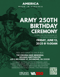 ARMY 250th Birthday Ceremony at the Virginia War Memorial
