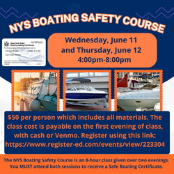 NYS Boating Safety Course (IN PERSON)