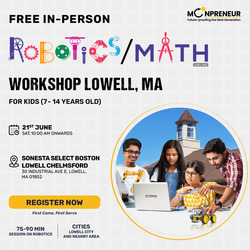In-Person Free Robotics Workshop for Kids at  Lowell, MA (7-14)