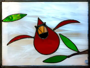 Charley Harper Cardinal Leaded Glass Panel Class - Level I