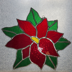 Poinsettia Leaded Glass Panel - Level I