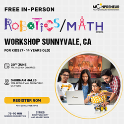 In-Person Free Robotics/Math Workshop for Kids at Sunnyvale, CA (7-14)