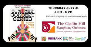ValleyCAST presents the 2025 Free Summer Concert Series -  July 31: Claflin Hill Symphony Orchestra