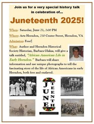 Juneteenth 2025 - ' African American Life in Early Herndon' - a Presentation