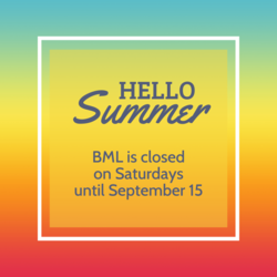 Closed SaturdaysThrough September 15