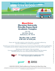 Moravian University Community Blood Drive Free goodr sunglasses! Prisciila Payne Hurd Academic Cente