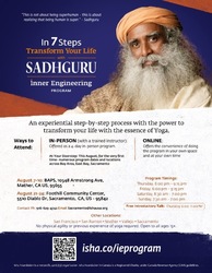 Isha Foundation is offering *two Inner Engineering In Person Programs in Sacramento in August, 2025*