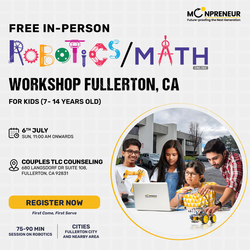 In-Person Free Robotics/Math Workshop for Kids at Fullerton, CA (7-14)
