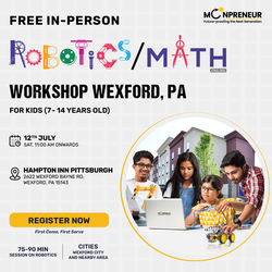 In-Person Free Robotics/Math Workshop for Kids at Wexford, PA  (7-14)