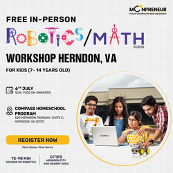 In-Person Free Robotics/Math Workshop for Kids at  Herndon, VA (7-14)