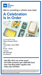The Container Store Open House - All Chicago Locations Thursday, June 26