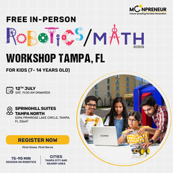 In-Person Free Robotics/Math Workshop for Kids at  Tampa, Florida (7-14)