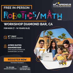 In-Person Free Robotics/Math Workshop for Kids at Diamond Bar, CA(7-14)