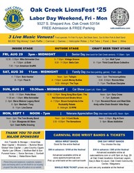 Oak Creek LionsFest - Labor Day Weekend