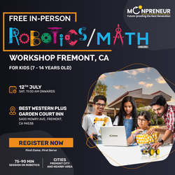 In-Person Free Robotics/Math Workshop for Kids at Fremont, CA (7-14)