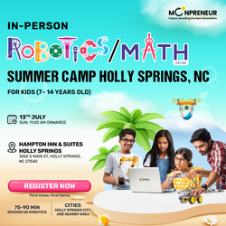 In-Person Free Robotics/Math Workshop for Kids at Holly Springs, NC(7-14)