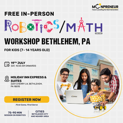 In-Person Free Robotics/Math Workshop for Kids at  Bethlehem, PA(7-14)