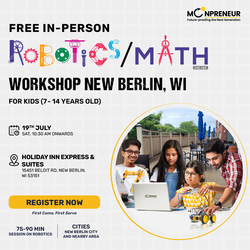 In-Person Free Robotics/Math Workshop for Kids at  New Berlin, WI (7-14)