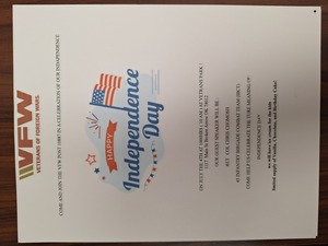 VFW Post 10887 4th of July Celebration at 10 am in the park