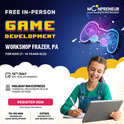 In-person Free Game Development Workshop For Kids at Frazer, PA  (7-14yrs)