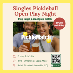 Singles Pickleball Open Play Night 🏓❤️