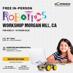 In-Person Free Robotics/Math Workshop for Kids at Morgan Hill, CA (7-14)