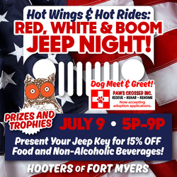 Hot Wings and Hot Rides at Fort Myers Hooters Jeep Night