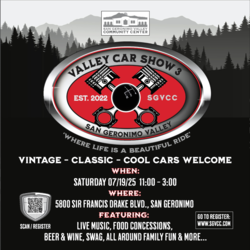 San Geronimo Valley Community Center presents the 3rd Annual Valley Car Show