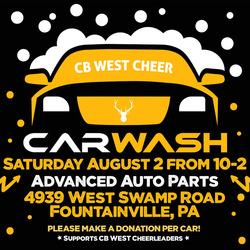 CB West Cheer Car Wash & Clothing Drive 8/2 at Advanced Auto Parts 4939 W Swamp Rd in Doylestown
