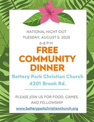 Free Community Dinner National Night Out, August 5, 2025, 6-8 PM