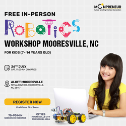 In-Person Free Robotics/Math Workshop for Kids at  Mooresville, NC (7-14)