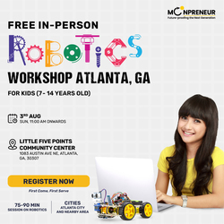In-Person Free Robotics/Math Workshop for Kids at  Atlanta, GA, (7-14)