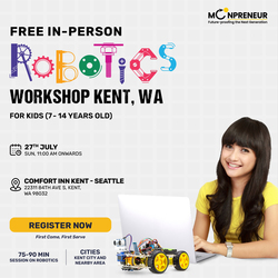 In-Person Free Robotics/Math Workshop for Kids at  Kent, WA (7-14)