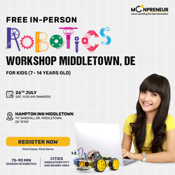 In-Person Free Robotics/Math Workshop for Kids at Middletown, DE (7-14)