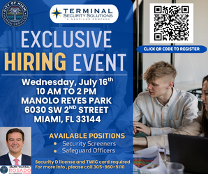 Exclusive Hiring Event with City of Miami Human Services and Terminal Security Solutions