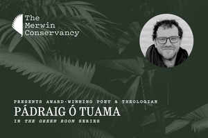 Poet Pádraig Ó Tuama in The Green Room at Honolulu Museum of Art