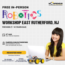 In-Person Free Robotics/Math Workshop for Kids at East Rutherford, NJ(7-14)