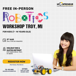 In-Person Free Robotics/Math Workshop for Kids at Troy, MI  (7-14)