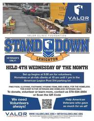 STAND DOWN LEHIGHTON - VALOR Clinic Foundation - ** VETERANS ONLY EVENT **