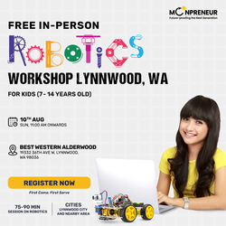 In-Person Free Robotics/Math Workshop for Kids at Lynnwood, WA  (7-14)