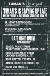Friday & Saturday Late Night Menu at Tuman’s Tap & Grill